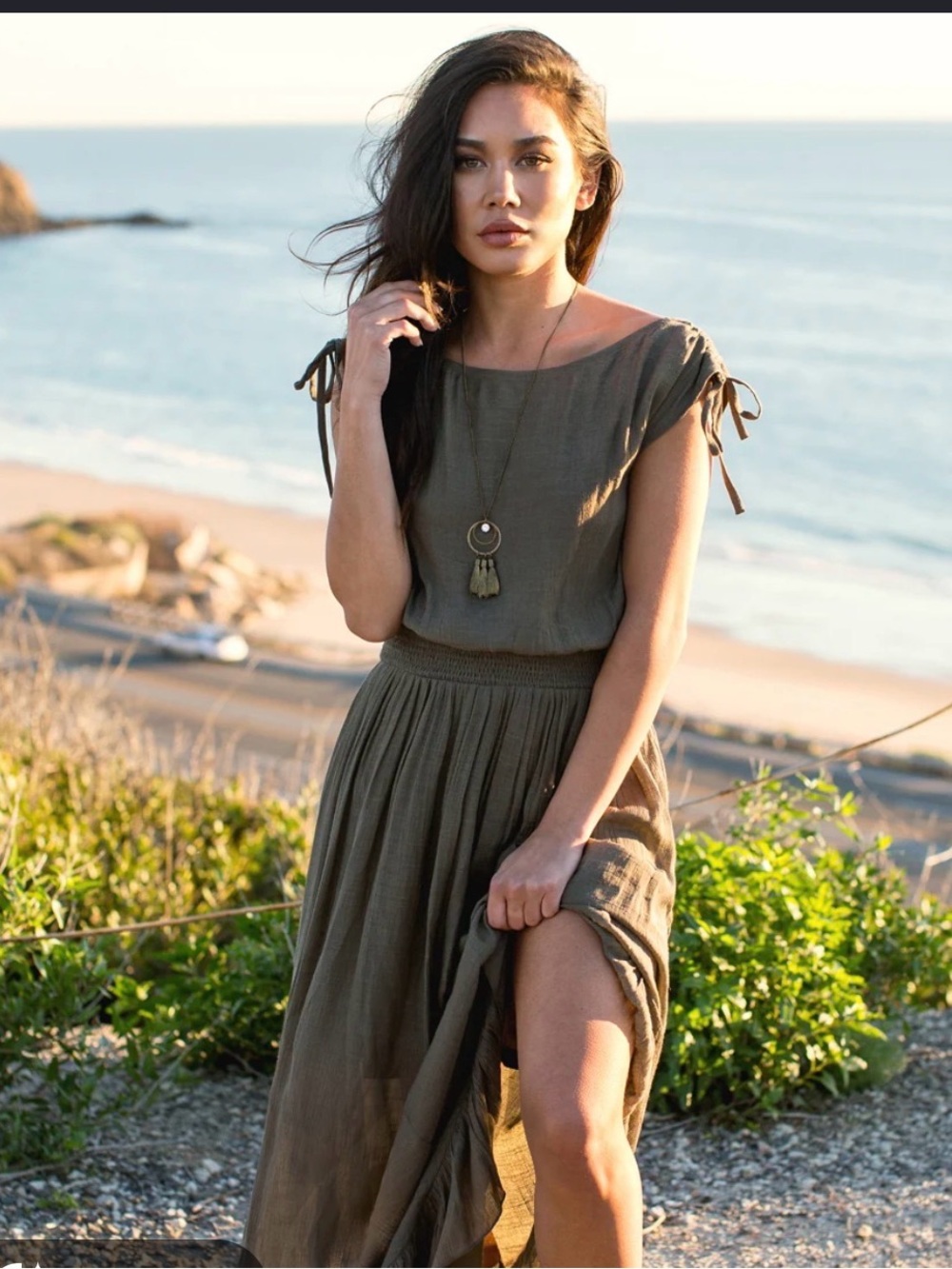 Joyfolie Mia Joy Women’s Gia High Low Dress in Olive Size Small NWOT - Picture 2 of 5